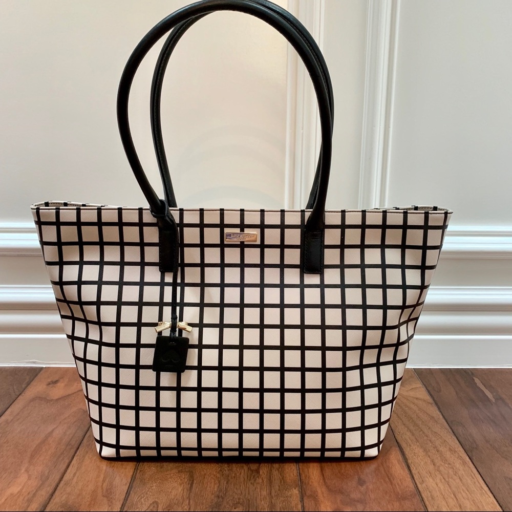 NEW Kate Spade Bag Cream and Black Checker Pattern